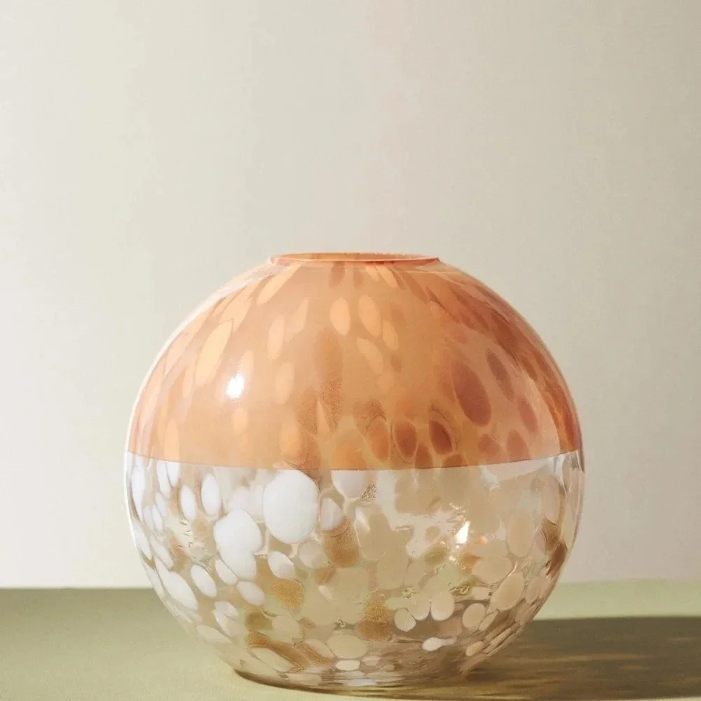 Anthropologie Peach  Bela Glass  Art   Vase